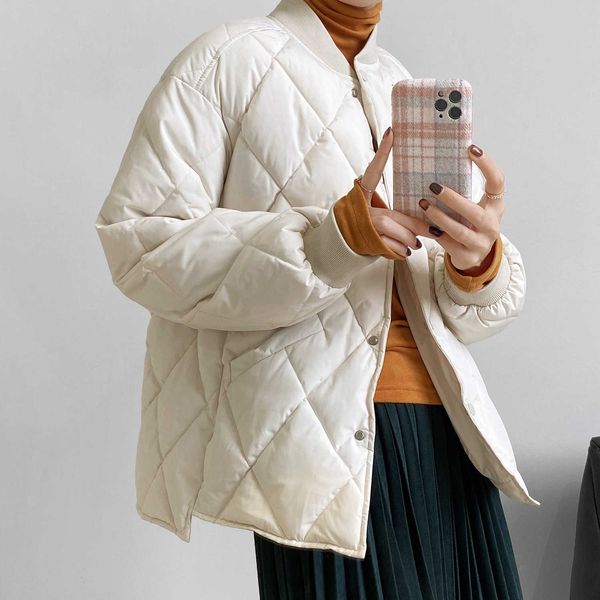 thick diamond-shaped short down cotton coat women winter korean casual long sleeve single breasted puffer jacket 210607, Black
thick diamond-shaped short down cotton coat women winter korean casual long sleeve single breasted puffer jacket 210607, Black