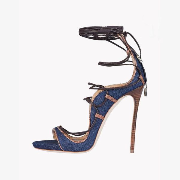 moraima snc 2021 summer high-heeled open toe sandals denim ankle straps explosions women's shoes, Black
moraima snc 2021 summer high-heeled open toe sandals denim ankle straps explosions women's shoes, Black