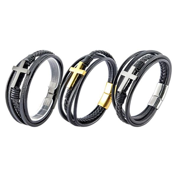 link, chain bracelet cross stainless steel bangle wristband leather band for women men unisex, Black
link, chain bracelet cross stainless steel bangle wristband leather band for women men unisex, Black