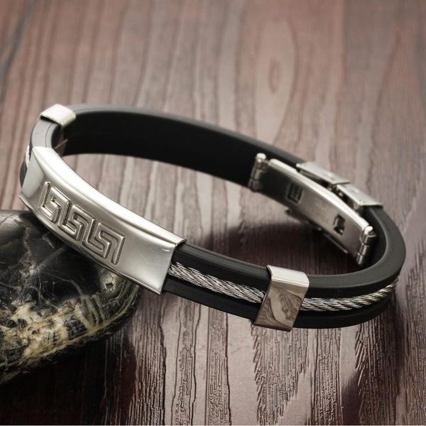 charm bracelets custom signature trend men's bracelet personalized accessories fret steel wire twisted silicone gift removable, Golden;silver
charm bracelets custom signature trend men's bracelet personalized accessories fret steel wire twisted silicone gift removable, Golden;silver