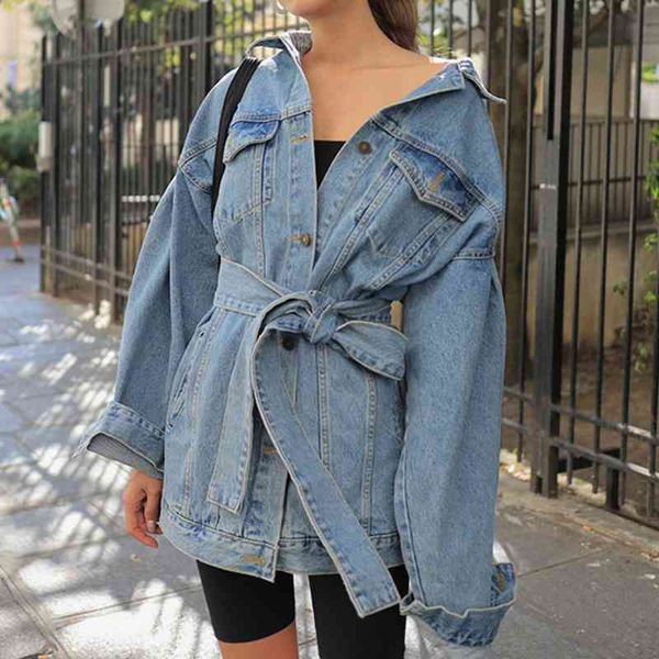 denim drop-shoulder long sleeve korean-style casual jeans coat loose pockets sashes blue turn down collar 192b 210420, Black;brown
denim drop-shoulder long sleeve korean-style casual jeans coat loose pockets sashes blue turn down collar 192b 210420, Black;brown