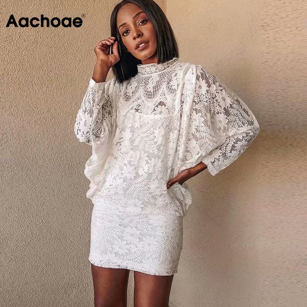 women lace white dress vintage batwing sleeve two pieces set mini dress stand ne solid hollow out ladies party dresses, Black;white
women lace white dress vintage batwing sleeve two pieces set mini dress stand ne solid hollow out ladies party dresses, Black;white