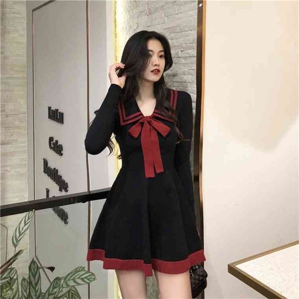 women spring and autumn dress bow new knitted temperament mini a-line sweet long sleeve vestidos female gd243, Black;gray
women spring and autumn dress bow new knitted temperament mini a-line sweet long sleeve vestidos female gd243, Black;gray