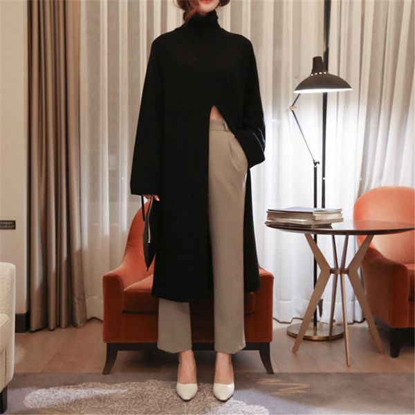 korea turtleneck women sweet high waist stylish solid brief chic streetwear feminine long split slender sweaters 210421, White;black
korea turtleneck women sweet high waist stylish solid brief chic streetwear feminine long split slender sweaters 210421, White;black
