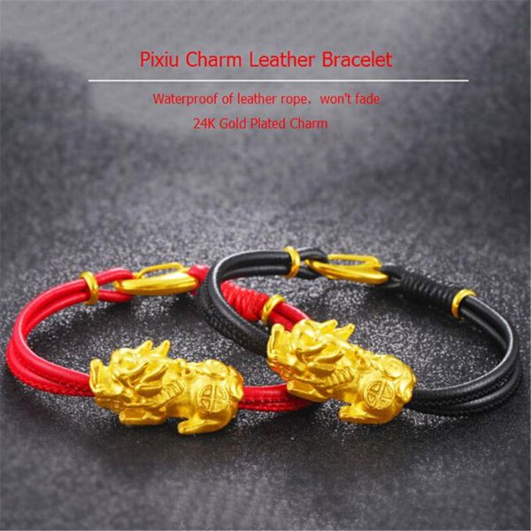 link, chain sand gold pixiu charm bracelet red and black genuine leather rope for fashion male or female jewelry wholesale
link, chain sand gold pixiu charm bracelet red and black genuine leather rope for fashion male or female jewelry wholesale
