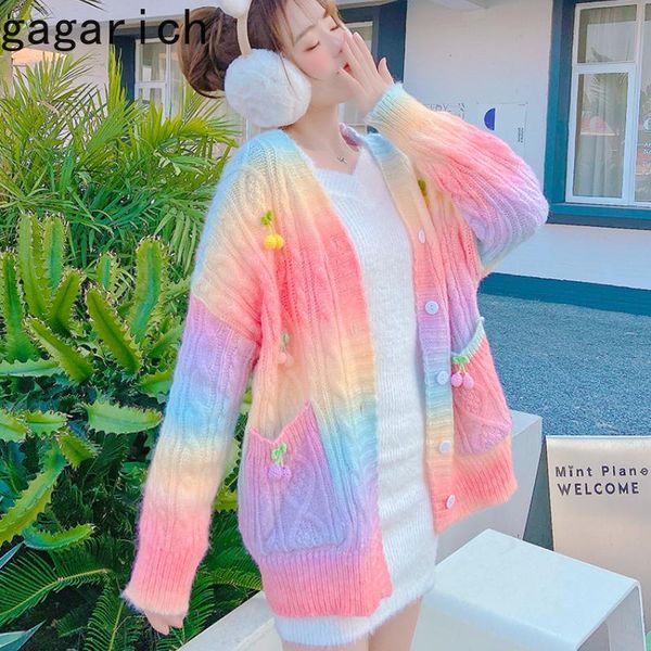 women's knits & tees gagarich woman cardigan autumn gentle ins fashion sweet loose lazy wind rainbow color matching v-neck versatile fe, White
women's knits & tees gagarich woman cardigan autumn gentle ins fashion sweet loose lazy wind rainbow color matching v-neck versatile fe, White