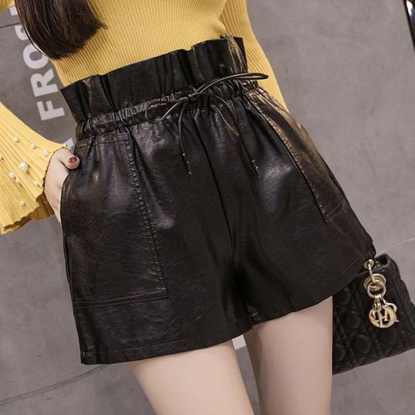 women's shorts 2021 autumn fashion women pu leather high waist bloom, White;black
women's shorts 2021 autumn fashion women pu leather high waist bloom, White;black