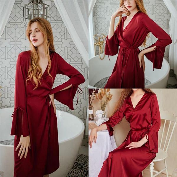 wraps & jackets morning gowns pajamas female custom made long sleeves soft silk satin nightgown v neck wedding cape cloak comfortable, White
wraps & jackets morning gowns pajamas female custom made long sleeves soft silk satin nightgown v neck wedding cape cloak comfortable, White