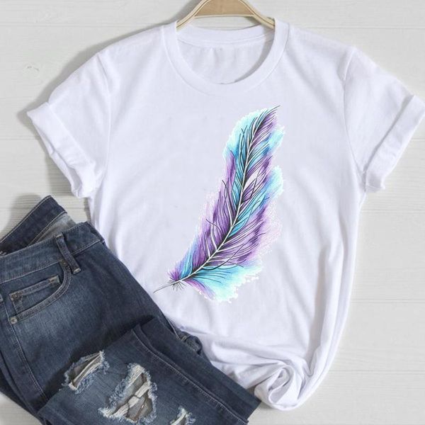 women's t-shirt women short sleeve feather 2021 watercolor fashion cartoon summer graphic t lady print tee female tshirts clothes, White
women's t-shirt women short sleeve feather 2021 watercolor fashion cartoon summer graphic t lady print tee female tshirts clothes, White