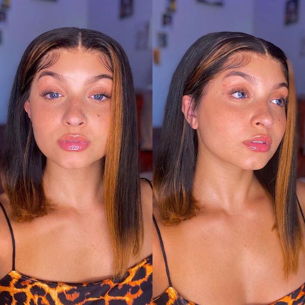 lace wigs highlight ombre short bob bone for black women t part wig european natural human hair preplucked 180 density, Black;brown
lace wigs highlight ombre short bob bone for black women t part wig european natural human hair preplucked 180 density, Black;brown