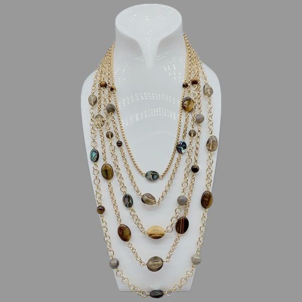 chains folisaunique 5 strands layers labradorite tiger eye necklaces for women birthday gift ablone smokey quartz gold plated, Silver
chains folisaunique 5 strands layers labradorite tiger eye necklaces for women birthday gift ablone smokey quartz gold plated, Silver