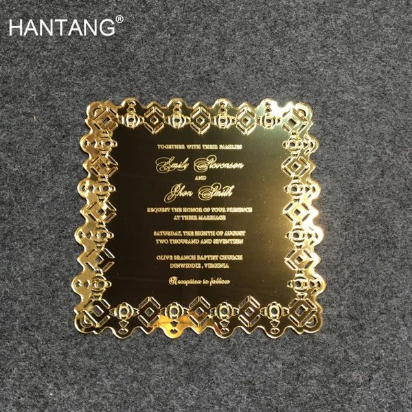 greeting cards beautiful design 150x150mm square shape hollow out pattern golden mirror acrylic wedding invitation card 100 pieces per lot
greeting cards beautiful design 150x150mm square shape hollow out pattern golden mirror acrylic wedding invitation card 100 pieces per lot