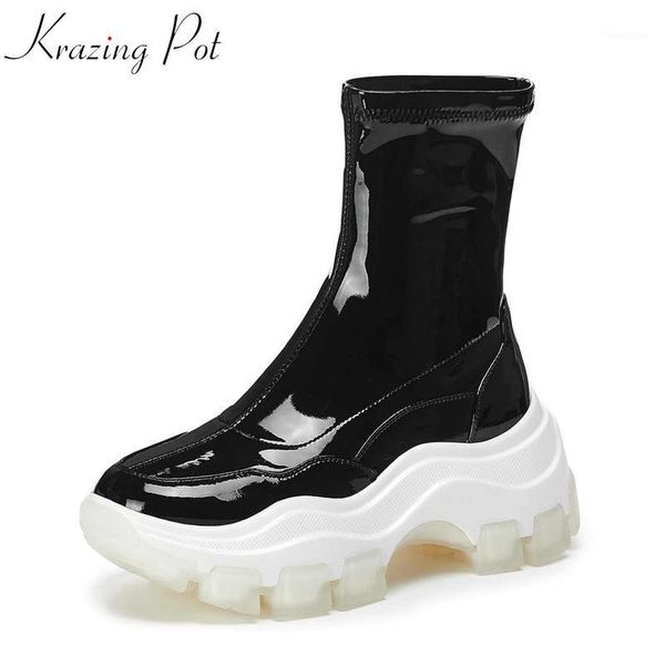 boots krazing pot streetwear mixed colors thick bottom cow leather stretch round toe waterproof winter fashion ankle l2f91, Black
boots krazing pot streetwear mixed colors thick bottom cow leather stretch round toe waterproof winter fashion ankle l2f91, Black