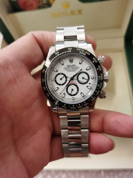 with original box men 40mm automatic watch mechanical crown stainless steel bracelet wristwatch clock date ceramic bezel chronograph watches, Slivery;brown
with original box men 40mm automatic watch mechanical crown stainless steel bracelet wristwatch clock date ceramic bezel chronograph watches, Slivery;brown
