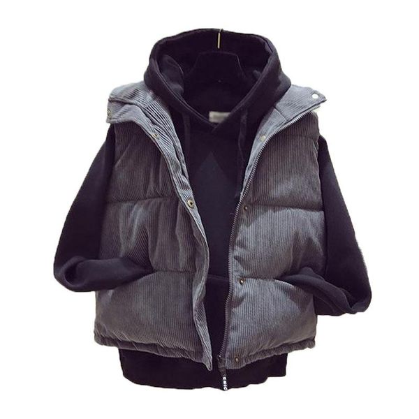 women's vests plus size s-5xl short corduroy vest thick padded jacket female outwear casual students, Black;white 
women's vests plus size s-5xl short corduroy vest thick padded jacket female outwear casual students, Black;white