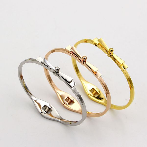 h11-203 korean ol bow simple women's titanium steel spring open bracelet price, Silver
h11-203 korean ol bow simple women's titanium steel spring open bracelet price, Silver