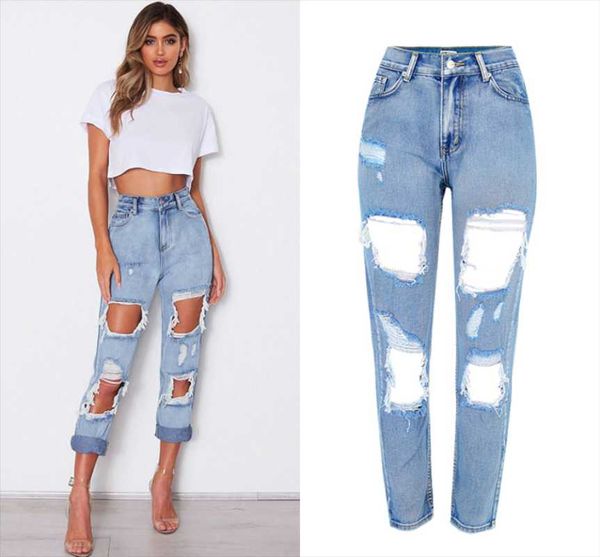 women's jeans personalized high waist loose washed denim irregular hole pants quality, Blue
women's jeans personalized high waist loose washed denim irregular hole pants quality, Blue