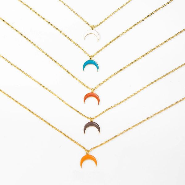 pendant necklaces stainless steel moon necklace for women simple colorful enamel black red geometric collar fashion summer 2021, Silver
pendant necklaces stainless steel moon necklace for women simple colorful enamel black red geometric collar fashion summer 2021, Silver