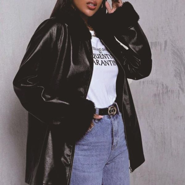 women's jackets explosive style long-sleeved fashion black jacket furry collar mid-length sleeve leather women chaquetas de mujer, Black;brown
women's jackets explosive style long-sleeved fashion black jacket furry collar mid-length sleeve leather women chaquetas de mujer, Black;brown