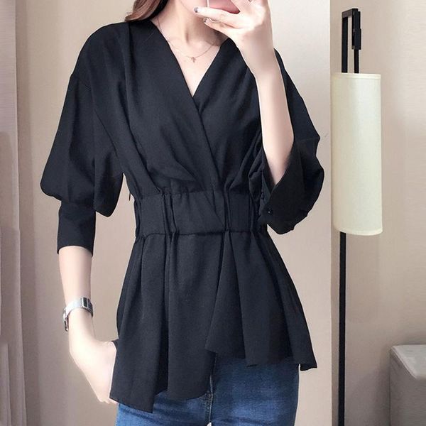 women's blouses & shirts women spring summer style lady casual half sleeve solid color v-neck wrap blusas rr0064, White
women's blouses & shirts women spring summer style lady casual half sleeve solid color v-neck wrap blusas rr0064, White