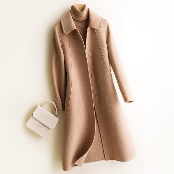 women's wool & blends 2021 winter 100% coat women autumn long slim double-faced woolen jacket female korean clothing veste femme wpy425, Black
women's wool & blends 2021 winter 100% coat women autumn long slim double-faced woolen jacket female korean clothing veste femme wpy425, Black