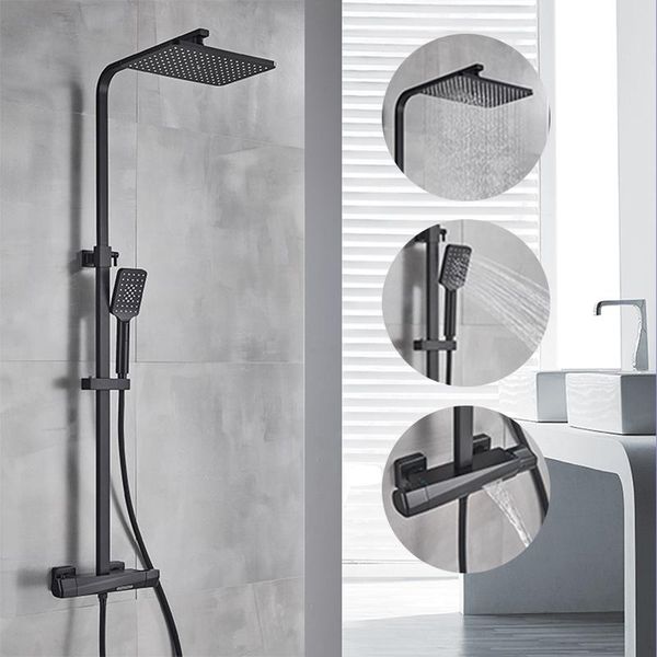 household shower bathroom faucet all copper matte black nordic thermostatic head set sets
household shower bathroom faucet all copper matte black nordic thermostatic head set sets