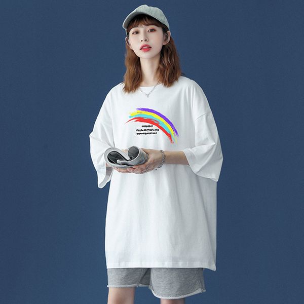 cotton rainbow print short sleeve women tshirts o-neck oversize loose casual t-shirt for girls summer female basic 210518, White
cotton rainbow print short sleeve women tshirts o-neck oversize loose casual t-shirt for girls summer female basic 210518, White