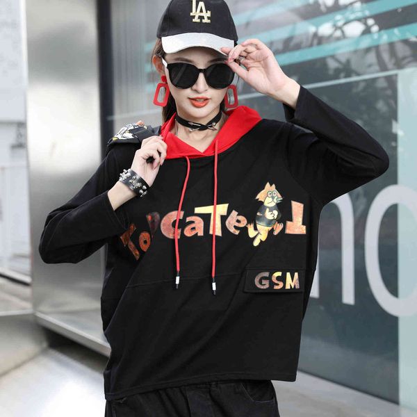 hoodies new hoodie autumn korean version of printed letters hooded stitching loose women's sweater long sleeves, Black
hoodies new hoodie autumn korean version of printed letters hooded stitching loose women's sweater long sleeves, Black
