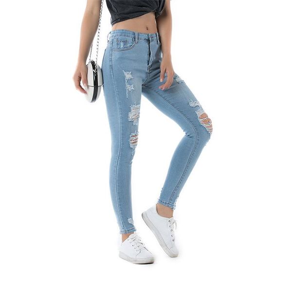 women's jeans kalenmos skinny pencil pants women high waist slim hole ripped denim vintage casual stretch trousers, Blue
women's jeans kalenmos skinny pencil pants women high waist slim hole ripped denim vintage casual stretch trousers, Blue
