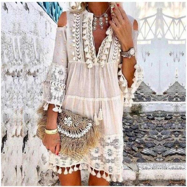 casual dresses women's shift dress short 3/4 length sleeve tassel fringe lace cold shoulder summer deep v boho vacation, Black;gray
casual dresses women's shift dress short 3/4 length sleeve tassel fringe lace cold shoulder summer deep v boho vacation, Black;gray