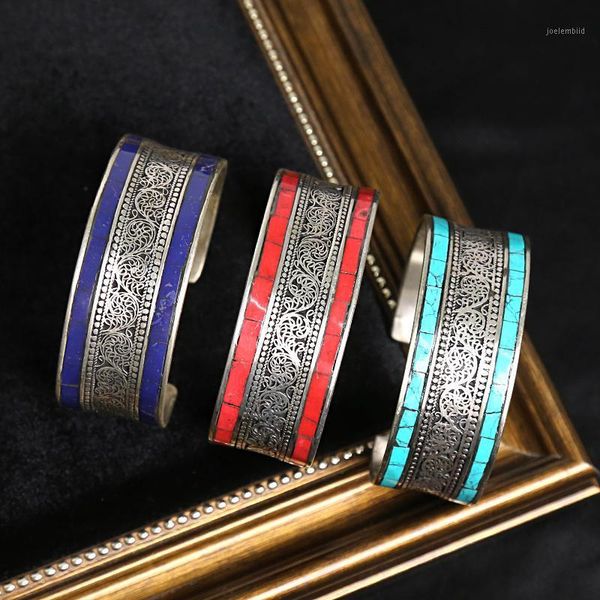 charming handmade silk pinching silver bracelet with retro personality and inlaid with turquoise and lapis lazuli bracelet1, Black
charming handmade silk pinching silver bracelet with retro personality and inlaid with turquoise and lapis lazuli bracelet1, Black