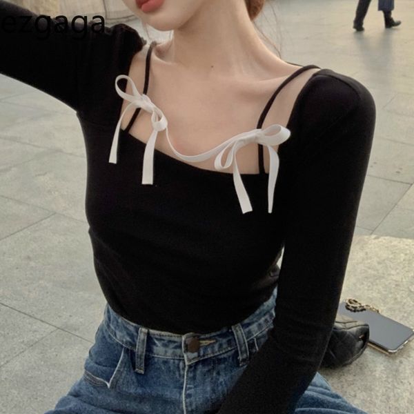 ezgaga knit women fashion winter spring base black off shoulder square collar ladies shirts lace up korean fashion 210430, White
ezgaga knit women fashion winter spring base black off shoulder square collar ladies shirts lace up korean fashion 210430, White