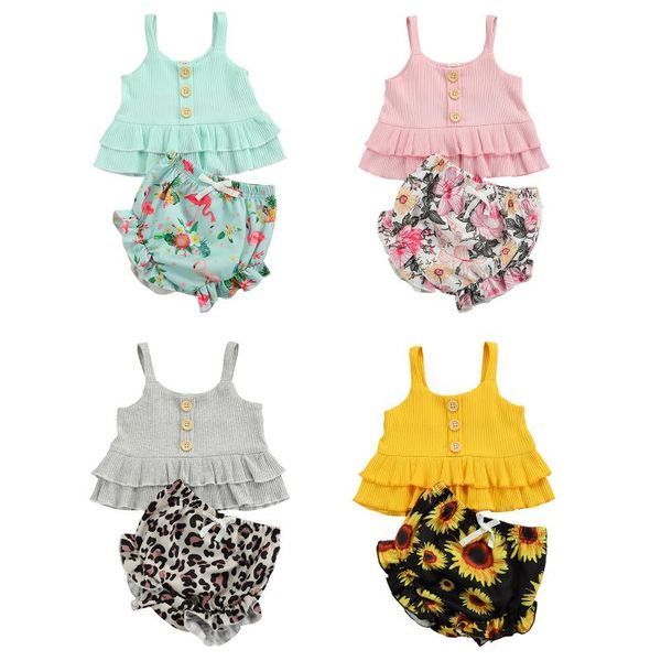 clothing sets summer kids girls clothes 2pcs solid sleeveless single breasted vest flowers/leopard shorts, White
clothing sets summer kids girls clothes 2pcs solid sleeveless single breasted vest flowers/leopard shorts, White