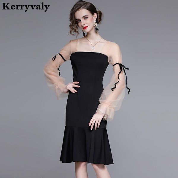 casual dresses spring 2021 small fragrance mesh bandage dress female lantern sleeve stitching fishtail midi birthday for women k8101, Black;gray
casual dresses spring 2021 small fragrance mesh bandage dress female lantern sleeve stitching fishtail midi birthday for women k8101, Black;gray