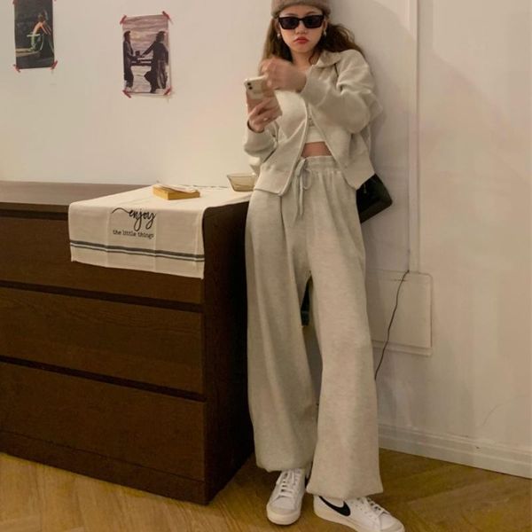 women's two piece pants autumn 2 pieces set solid casual tracksuit for women suit loose zip cardigan sweatpants drawstring home outfit, White
women's two piece pants autumn 2 pieces set solid casual tracksuit for women suit loose zip cardigan sweatpants drawstring home outfit, White
