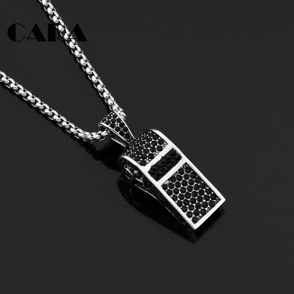 pave setting full rhinestones whistle pendant necklace men & iced out bling hip hop fashion cagf0422 necklaces, Silver