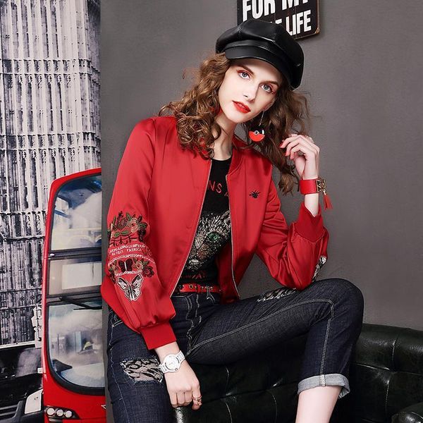 embroidered short jacket women's autumn 2021 fashion stand collar slim versatile baseball suit jackets, Black;brown
embroidered short jacket women's autumn 2021 fashion stand collar slim versatile baseball suit jackets, Black;brown
