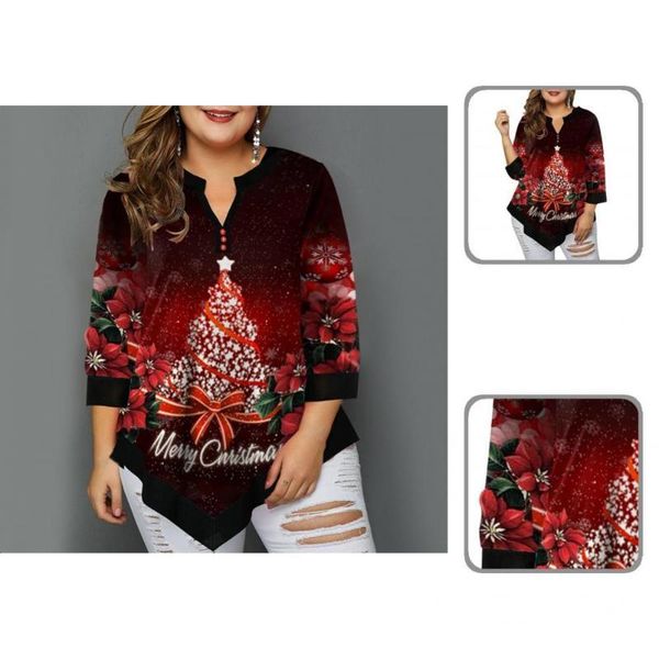 women's blouses & shirts winter pleated irregular hem lightweight merry christmas printed flowy women blouse, White
women's blouses & shirts winter pleated irregular hem lightweight merry christmas printed flowy women blouse, White