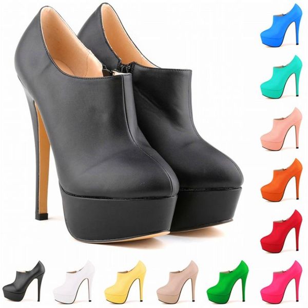 concise soft leather ankle boots platform zipper short fashion women's shoes 14cm super high heels woman, Black
concise soft leather ankle boots platform zipper short fashion women's shoes 14cm super high heels woman, Black