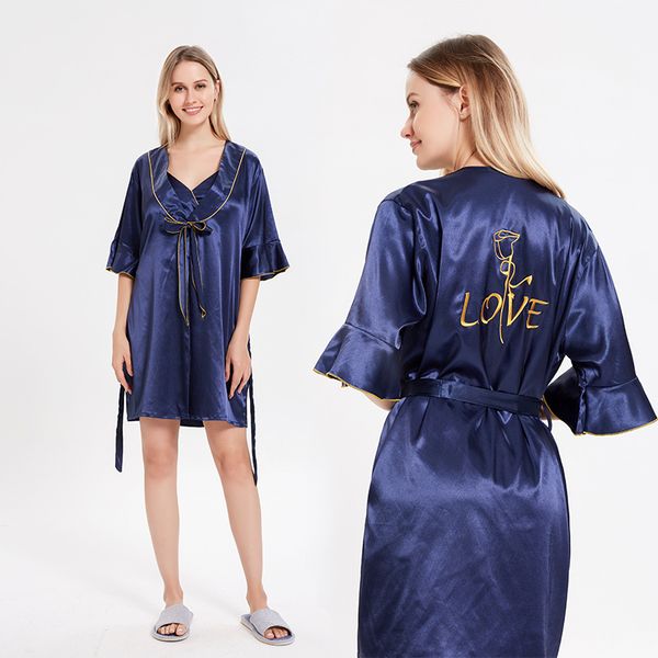 blue women silk robe gown set 2 pieces lounge set satin embroidery flower sleepwear robe ladies nightwear solid nightdress, Black;red
blue women silk robe gown set 2 pieces lounge set satin embroidery flower sleepwear robe ladies nightwear solid nightdress, Black;red