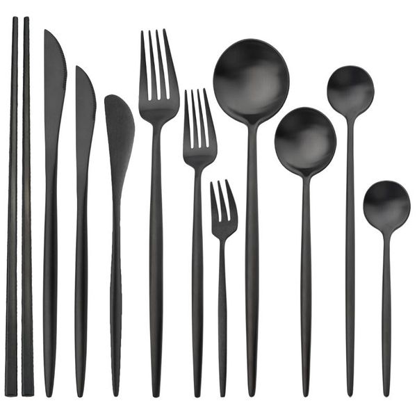dinnerware sets vintage matte black cutlery set 18/10 stainless steel knife dessert fork coffee spoon tableware kitchen flatware
dinnerware sets vintage matte black cutlery set 18/10 stainless steel knife dessert fork coffee spoon tableware kitchen flatware