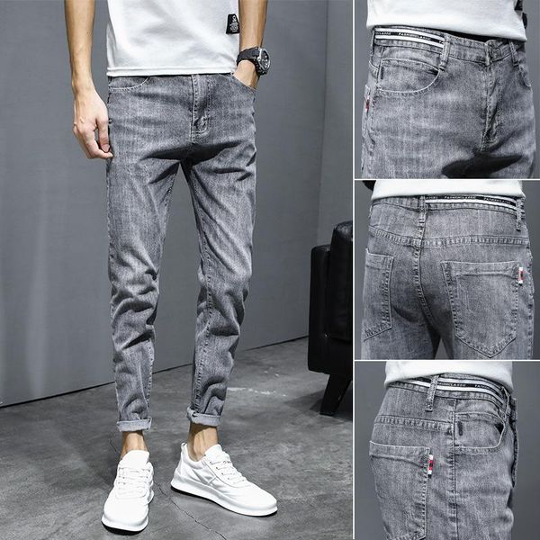 men's jeans fashion 2021 denim brand spring and autumn slim feet korean casual ankle length pants all-match trousers, Blue
men's jeans fashion 2021 denim brand spring and autumn slim feet korean casual ankle length pants all-match trousers, Blue