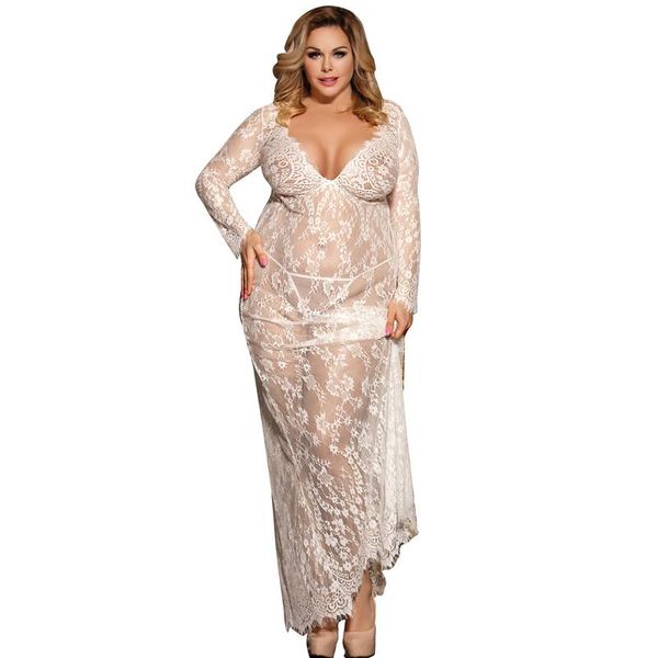 women's swimwear comeondear swimsuit women cover up plus size 5xl summer beach dress lace long sarong see throug sleepwear nightdress, White;black
women's swimwear comeondear swimsuit women cover up plus size 5xl summer beach dress lace long sarong see throug sleepwear nightdress, White;black