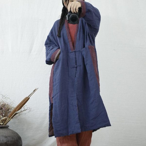 women's down & parkas johnature women vintage v-neck warm button long sleeve patchwork color linen coats 2021 autumn chinese style, Black
women's down & parkas johnature women vintage v-neck warm button long sleeve patchwork color linen coats 2021 autumn chinese style, Black