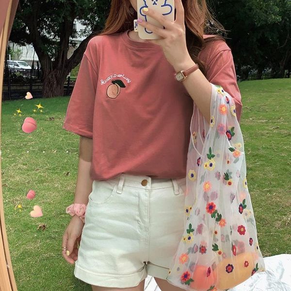 short sleeve t-shirts women summer embroidery loose korean style simple all-match trendy causal tees women's t-shirt, White
short sleeve t-shirts women summer embroidery loose korean style simple all-match trendy causal tees women's t-shirt, White