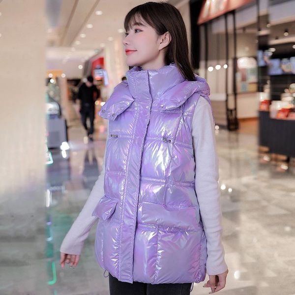 women's vests 2021 winter women light fabric vest sweet sleeveless hooded thick warm padded coat casual grils waistcoat, Black;white
women's vests 2021 winter women light fabric vest sweet sleeveless hooded thick warm padded coat casual grils waistcoat, Black;white