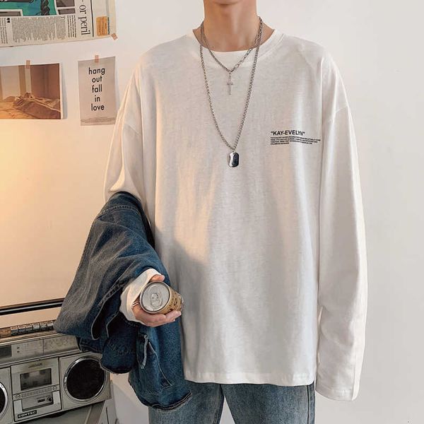 sleeve white long t-shirt men's bottom shirt spring and autumn korean fashion with ruffian hsome br, versatile round neck cloth, White;black
sleeve white long t-shirt men's bottom shirt spring and autumn korean fashion with ruffian hsome br, versatile round neck cloth, White;black