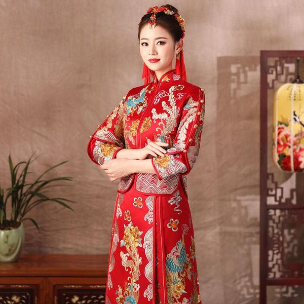 embroidery wedding dress noble cheongsam chinese style marriage suit exquisite bride costume oriental gift ethnic clothing, Red
embroidery wedding dress noble cheongsam chinese style marriage suit exquisite bride costume oriental gift ethnic clothing, Red