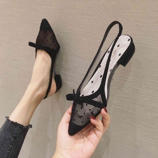 slippers mesh lace women sandals polka dot butterfly knot pointed toe shoes low heels sandalias mujer casual l8mo, Black
slippers mesh lace women sandals polka dot butterfly knot pointed toe shoes low heels sandalias mujer casual l8mo, Black