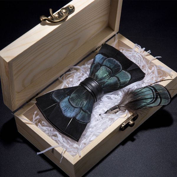 original pheasant feather bow tie exquisite hand made blue black fashion bowtie brooch pin gift box set for party, Black;blue
original pheasant feather bow tie exquisite hand made blue black fashion bowtie brooch pin gift box set for party, Black;blue